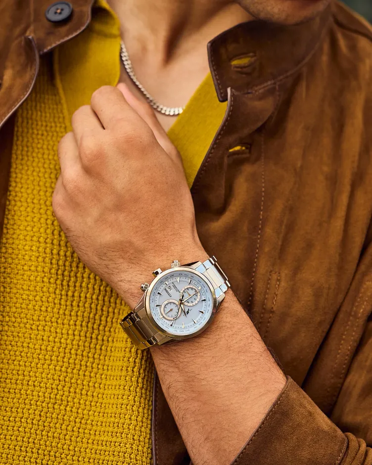 Sport Luxury Light Blue Dial Stainless Steel Bracelet AT8260-51M Sport Luxury Light Blue Dial Stainless Steel Bracelet AT8260-51M